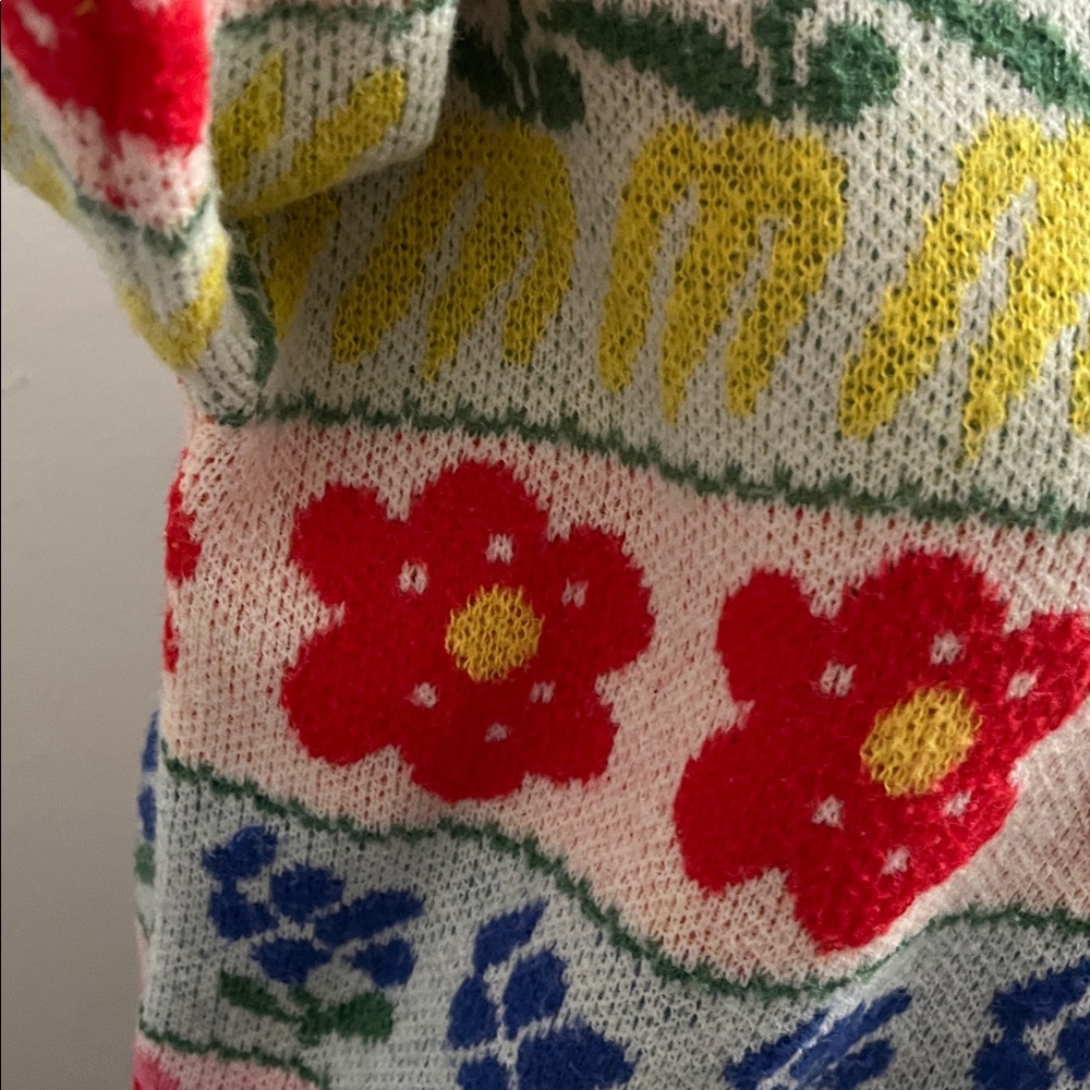 Polagram Floral Knit Sweater Stand Collar Elegant Sweet Pullover - Picture 13 of 17